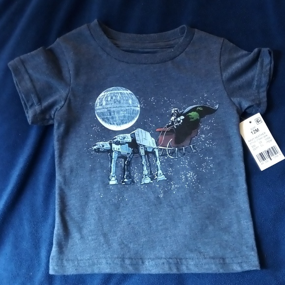 New NWT Toddler Boys Star Wars T Shirt Size 3T 3 T Christmas Darth At-At Blue